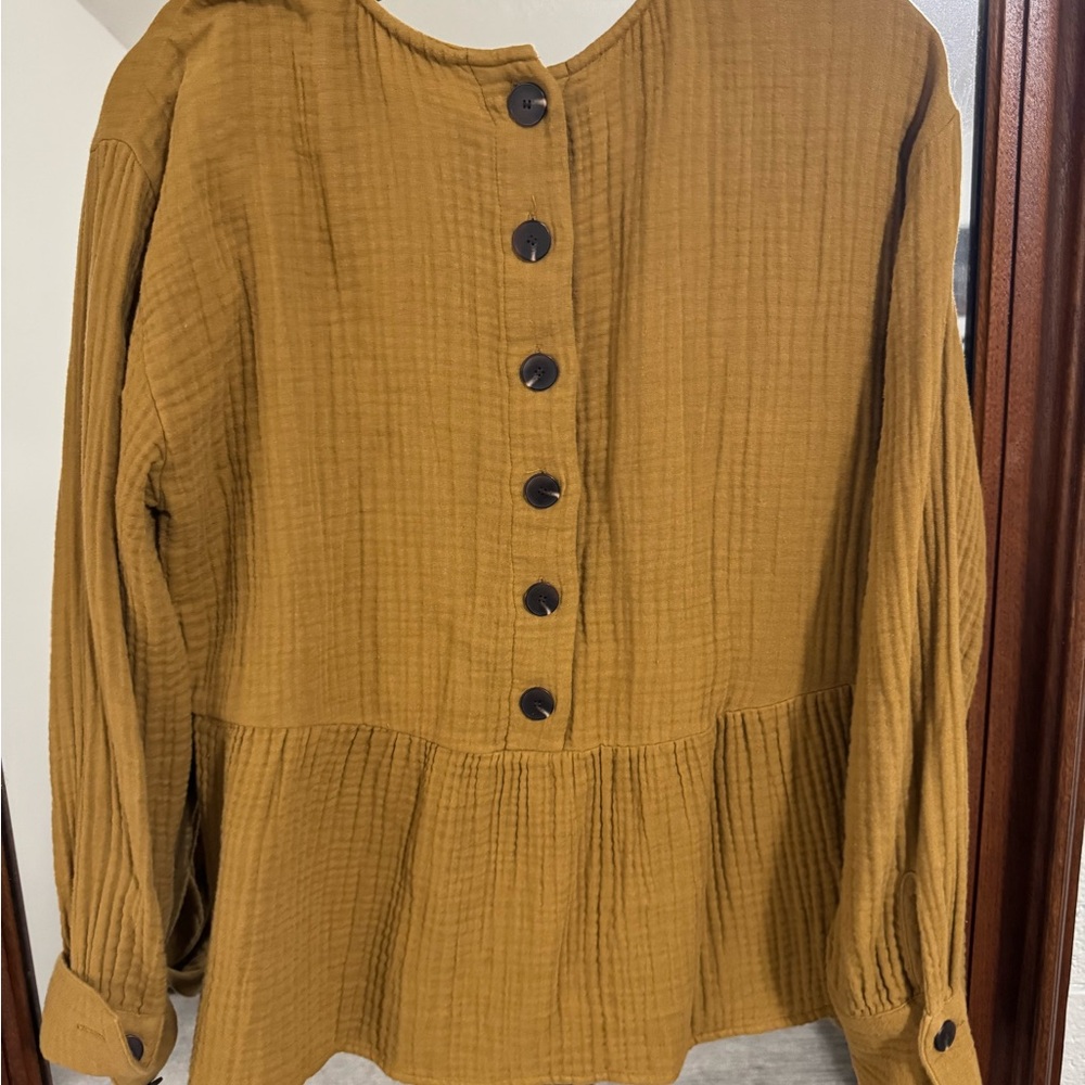 Madewell ochre peplum top - Picture 3 of 3